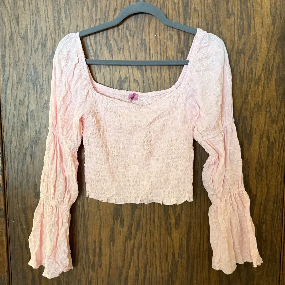 3 for $15 Light Pink Smocked Long Sleeve Blouse Cottagecore Coquette Valentine’s